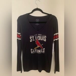 47 Brand St Louis Cardinals Long Sleeve Navy 
Blue V-Neck TSHIRT